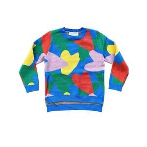 NEW COMPANIA FANTASTICA girl's colorful hearts sweater in blue